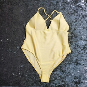 Revamped Yellow Ribbed One-Piece Swimsuit